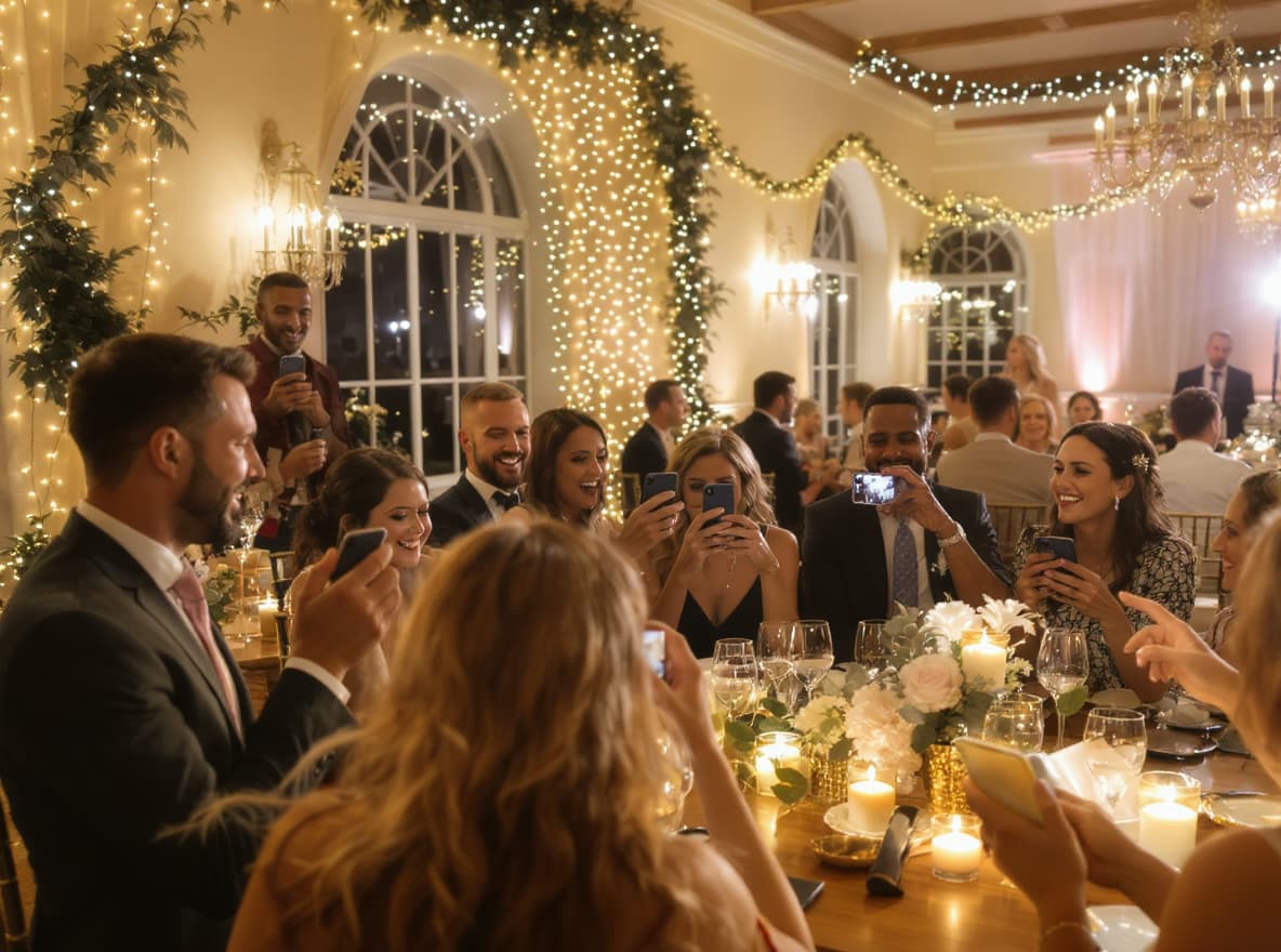 Invitados subiendo fotos al álbum colaborativo de boda en tiempo real